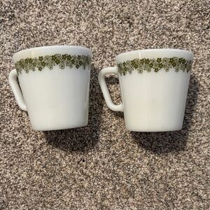 Pyrex Spring Floral - White Mugs with Green Floral Design - set of 2